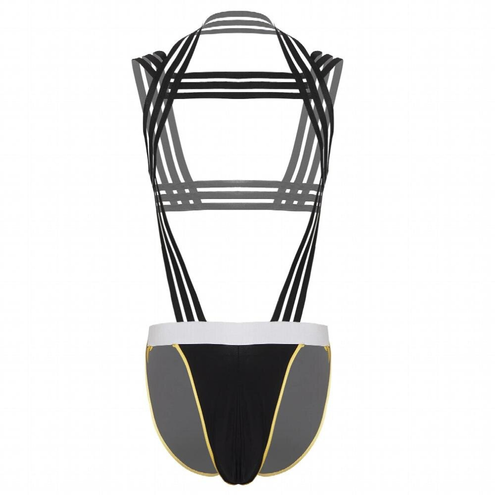 Multicoloured Men Body Shoulder Chest Harness Belt Strappy Bodysuit Underwear Thong Briefs For Lingerie Night Club Stage Performance