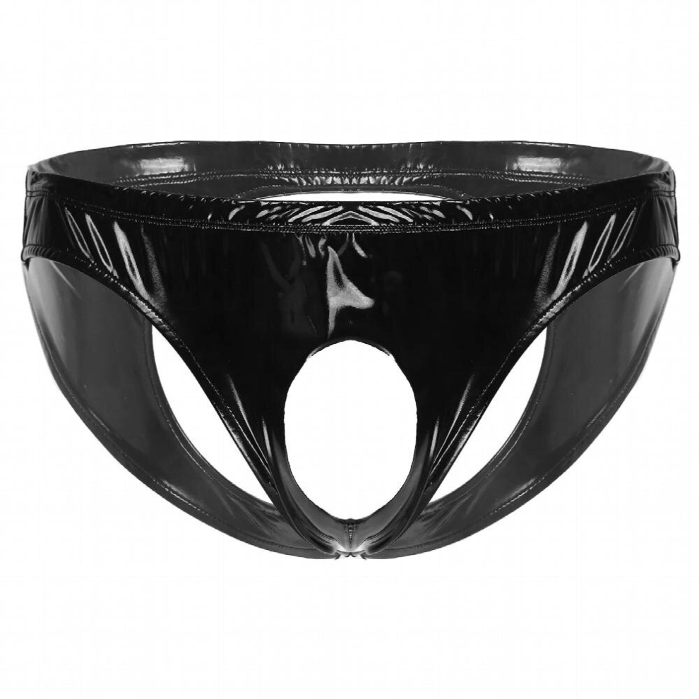 Multicoloured Mens Sexy Leather Briefs Exotic Penis Hole Buttocks Hollow Panties Underwear Wetlook Open Butt Underpants Nightwear