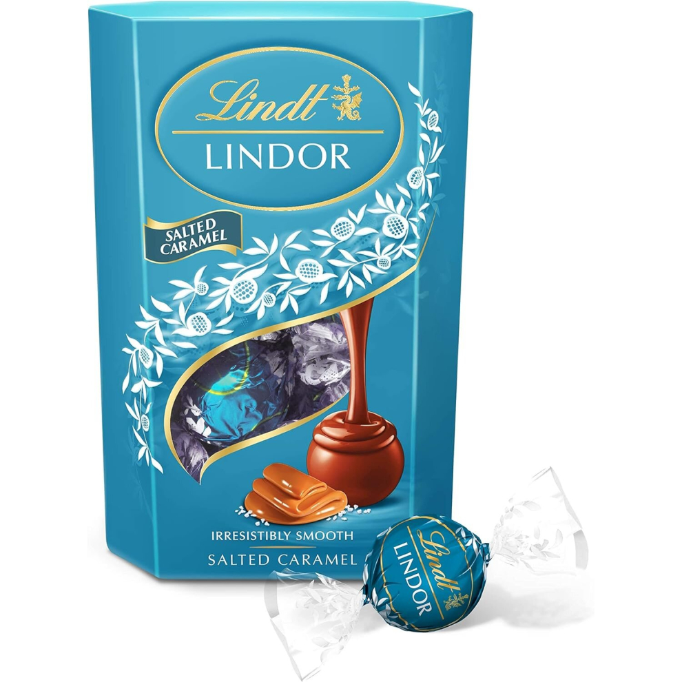 Lindt Lindor Chocolate Truffles Box, Salted Caramel, 200g