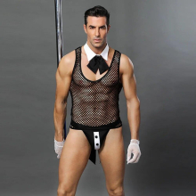 Sexy Mens Vest Swallowtail Sexy Lingerie Male Servant Role Play Sheer Bodysuit Sexy Lingerie Exotic Lingerie Fishnet