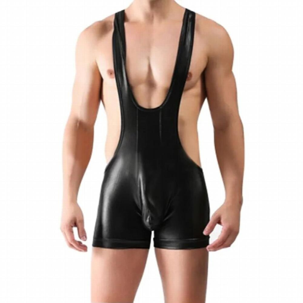 Multicoloured Erotic Leather Wrestling Singlet Lingerie Wet Look Skinny Powerful Sexy Men Underwear Latex Homme Gay Fetish Bodysuit