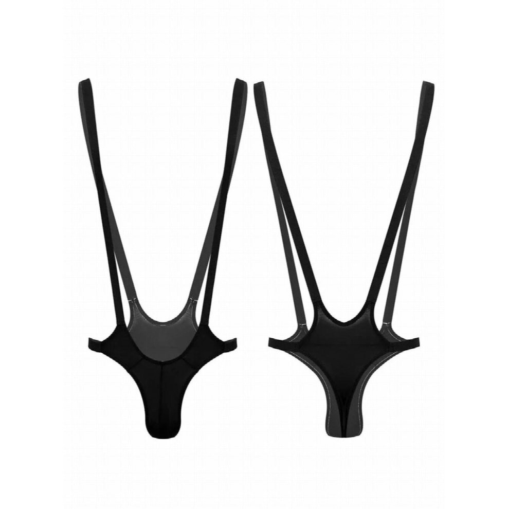 Black Muscle Men Jockstrap Leotard Mankini One Piece Bodysuit Thong Underwear Underpants Erotic Lingerie