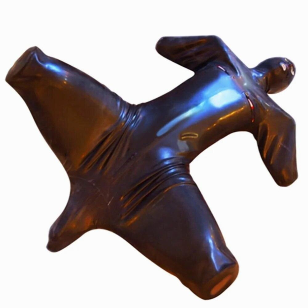 Black Men Sexy Wetlook Faux Leather Latex Zentai Catsuit Erotic Lingerie Gay Fetish Wear Cosplay Prisoner Costume Jumpsuit