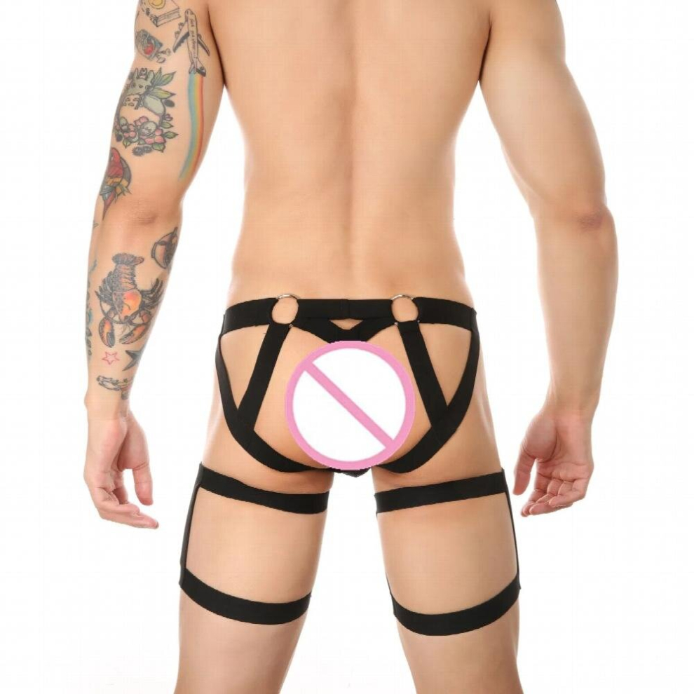 Sexy Hollow Thong Panties Men Jockstrap Thongs G Strings Jock Strap Underwear Erotic Underpants Nightclub Leg Bondage Lingerie