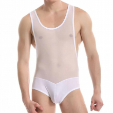 Sexy Mens Undershirt Stretch Bodysuit Bulge Pouch Boxer Shorts Wrestling Singlet Sheer Mesh One-piece Leotard Bodysuits
