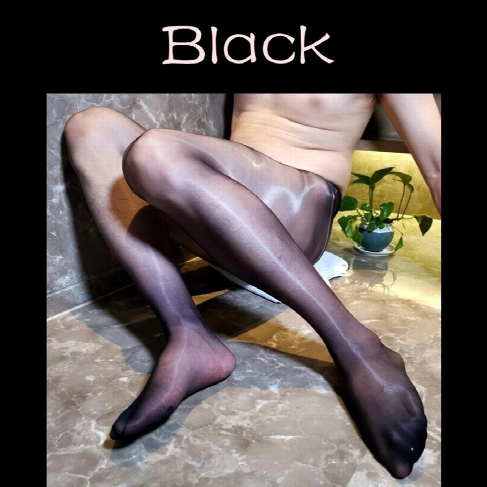 Black Sexy Mens Tights Pantyhose Men Exotic Apparel Man Sex Lingerie Glossy Stockings Gay Penis Bodysuit