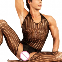 Mens Underwear Body Stockings Man Fishnet Bodysuits Crotchless Lingerie Sissy Jumpsuit Male Erotic Porno Nightwear