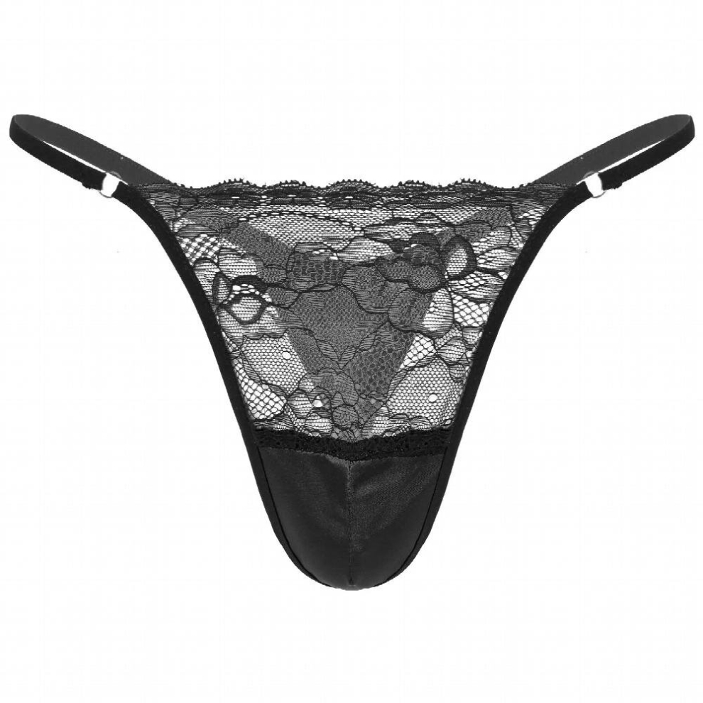 Black Sexy Mens Underwear Jockstrap Thongs G Strings Lace Patchwork Panties Erotic Lingerie Underpant Gay Underwear Clubwear