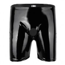 Latex Pants Sexy Clubwear Lingerie Wetlook Leather Short Pants Erotic Man Boxer Shorts Panties Open Penis Hole