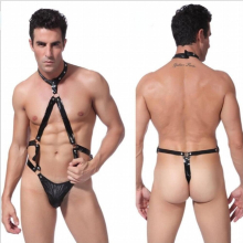 Sexy Lingerie Bodysuit Mens Leather Thong Erotic Lingerie Jumpsuit Bar Bandage Sexy Underwear Latex Bodysuits Porn Body Teddies