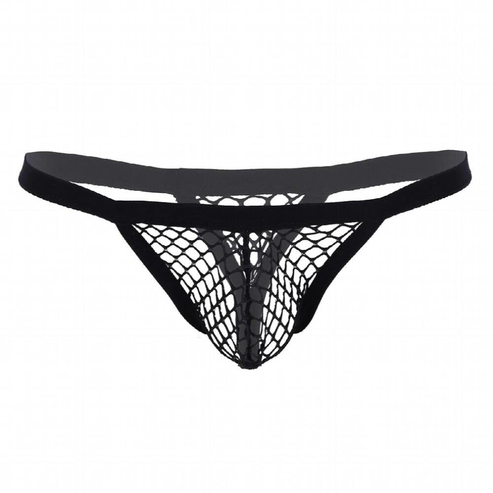 Multicoloured Mens Lingerie See Through Fishnet Hollow Out Sissy Gay Jockstraps Bulge Pouch T-Back String Homme Bikini Briefs Underwear