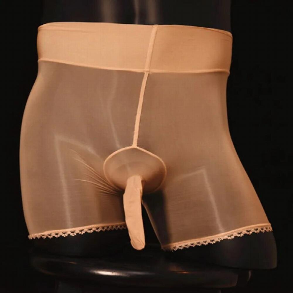 Sexy Men High Waist Glossy Sheer Stretchy Boxer Brief Cock Pouch Penis Sheath Sissy Fetish Lingerie Erotic Underwear