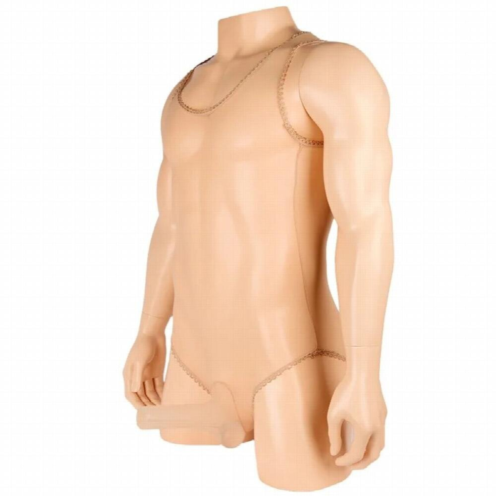 Sexy Men Sheer Mesh Sissy Penis Sheath Teddy Bodysuit Bodystocking French Cut Cross Dressing Lingerie