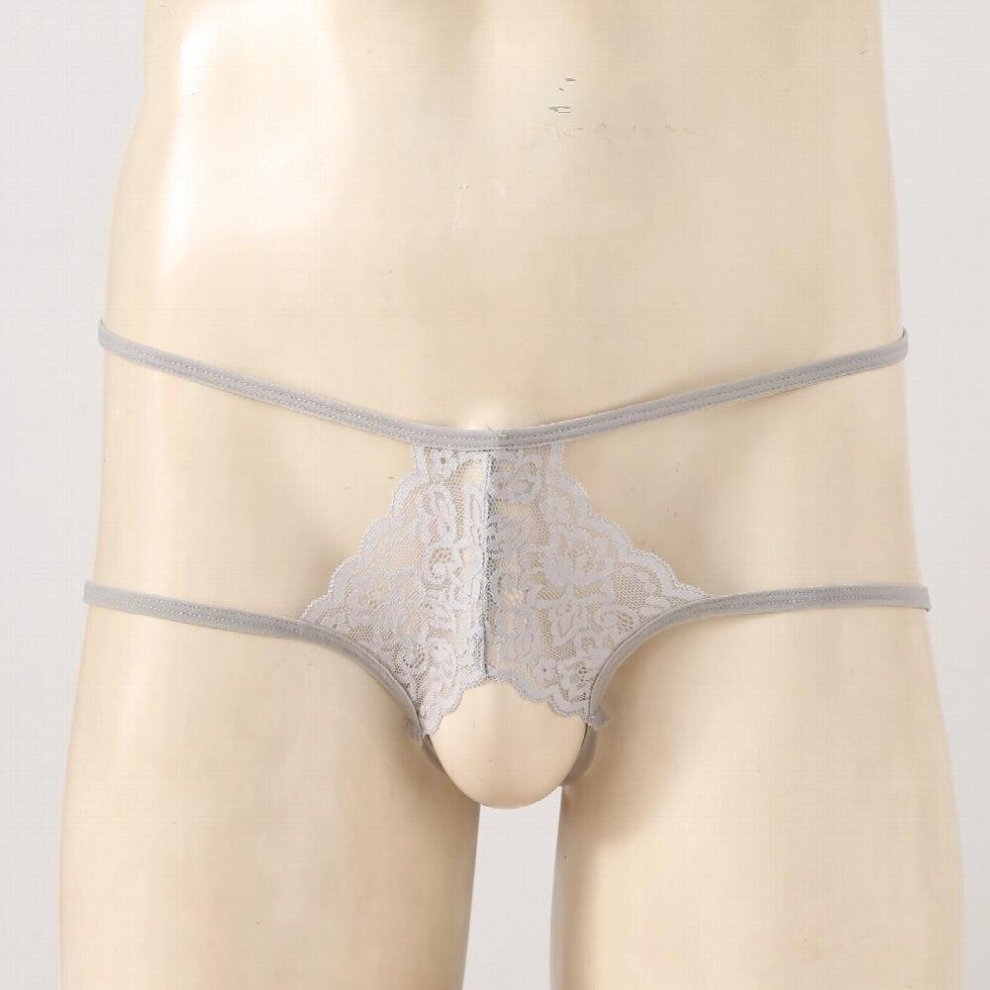 Mens Sissy Lace Crotchless Panties Gay Male Sexy See-through Open Butt Briefs Underwear Exotic Penis Hole G-string Lingerie