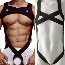 Mens Hollow Sexy Jumpsuit Bodysuit Nightclub Underwear Underwear Chest Shoulder Costume Fetish Lingerie Strap Stage Wear