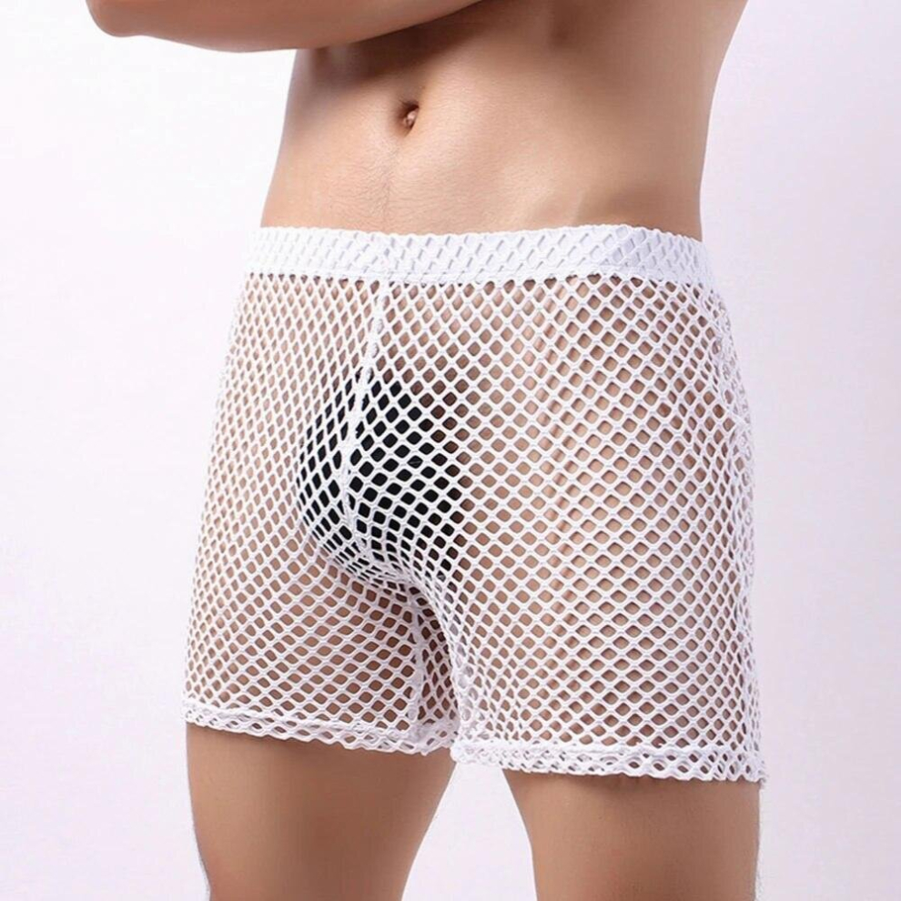 Sexy Men See Through Mesh Udnerwear Transparent Boxer Breifs Hollow Out Panties Man See Through Underpants Erotic Pajamas Pants