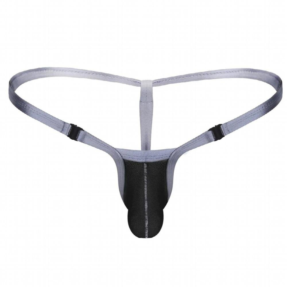 Black Mens Buckle Low Rise Stretchy Open Butt Bikini G-String Jockstraps Gay Sissy Sexy Underwear With Bulge Pouch