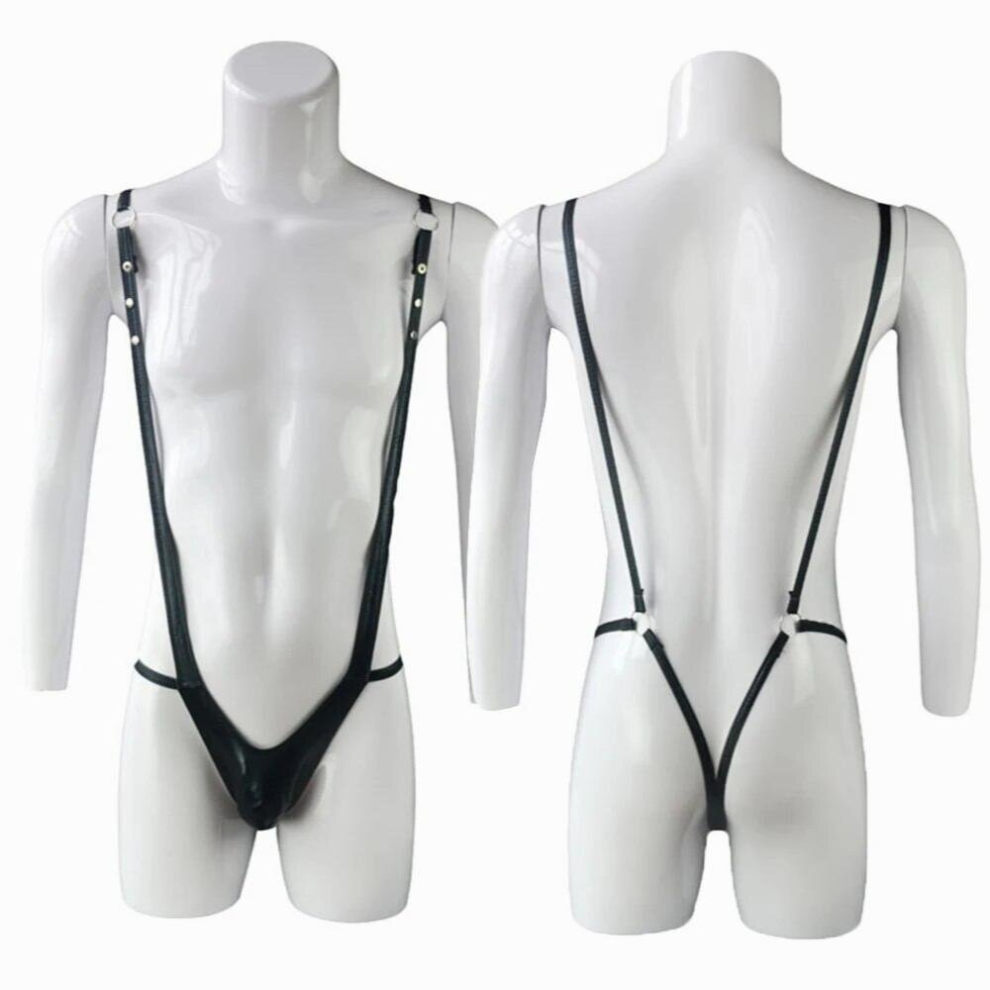 Men Bodysuit Jockstrap Underwear Lingerie Panties Faux Leather Thong T Pants Backless Sexy Erotic Linger Suspenders Jumpsuit
