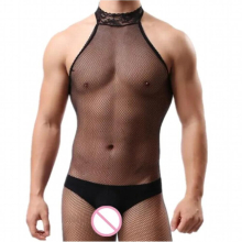 Male Lace Pajamas Sexy Underwear Gay Sissy Body Stockings Open Crotch Jumpsuit Men Erotic Lingerie Fetish Bodysuit Sexy Costume