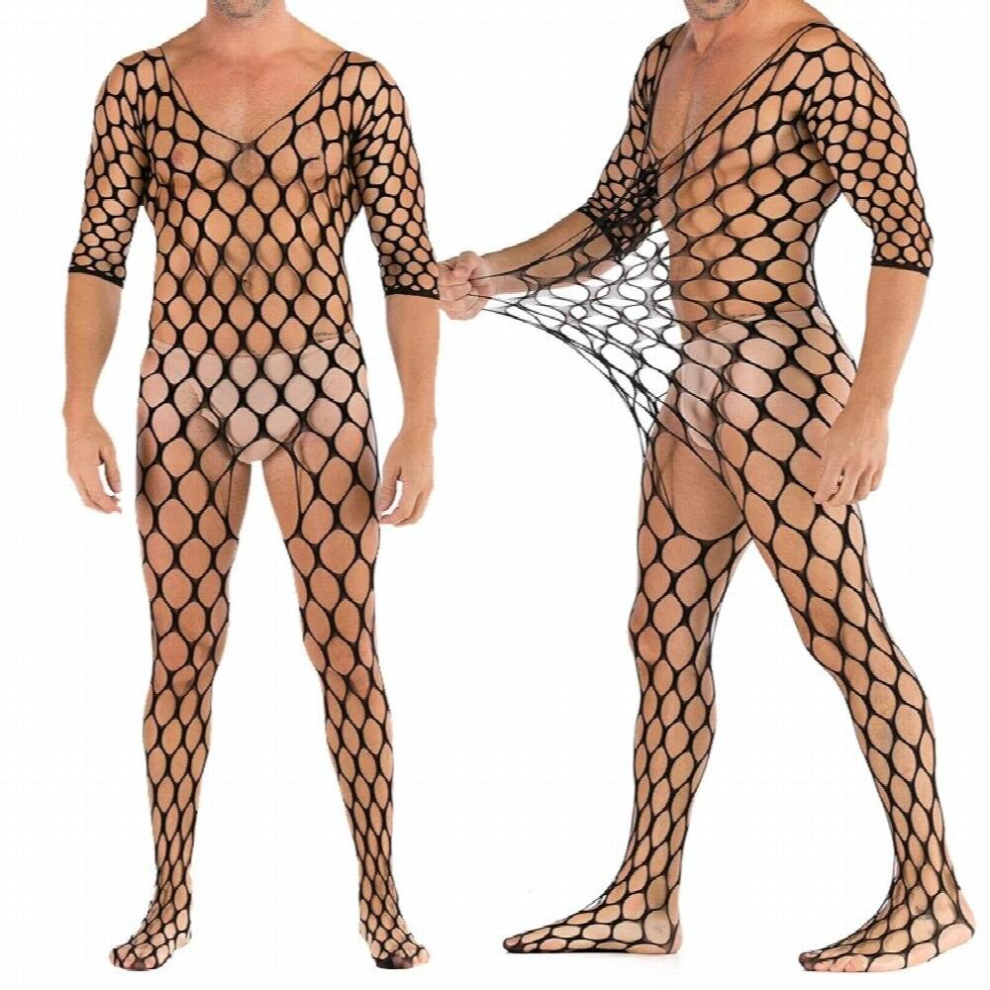 Multicoloured Men Sexy Tight See Through Body Stockings Pantyhose Bodysuit Underwear Jumpsuit Open Crotch Jumpsuit Erotic Hosiery