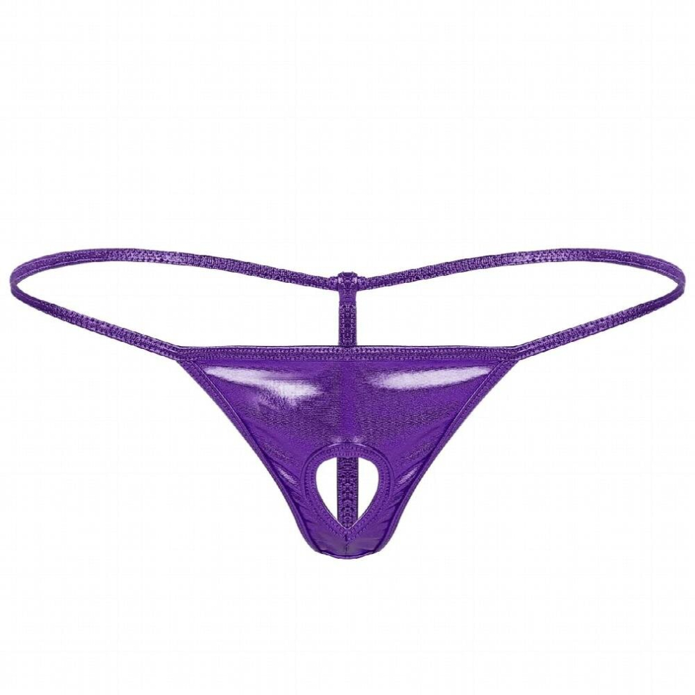 Mens Mini Bikini G String Briefs Metallic Erotic Sissy Panties with Penis Hole Gay Open Butt T-back Tnagas Thong Underwear
