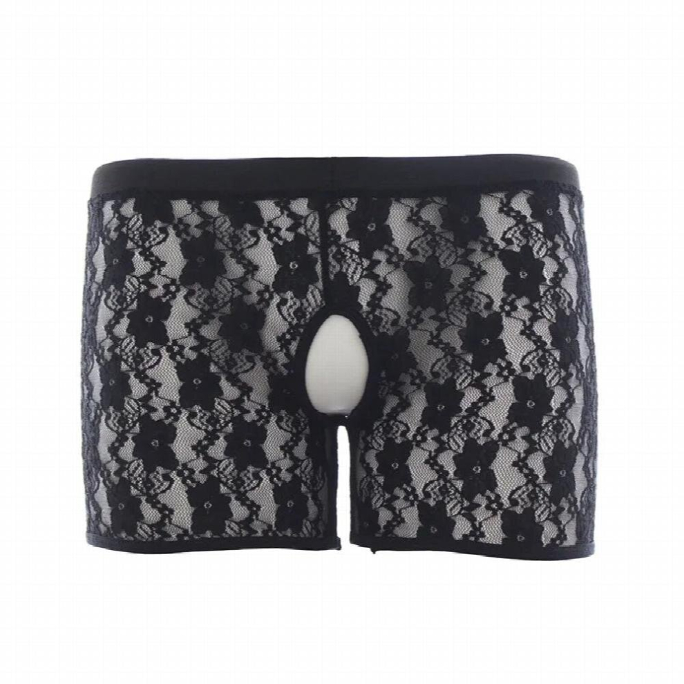 Male Lace Underwear Hollow Sissy Panties BDSM Gay Open Crotch Panties with Hole Erotic Transparent Panties for Adult Gay Sex