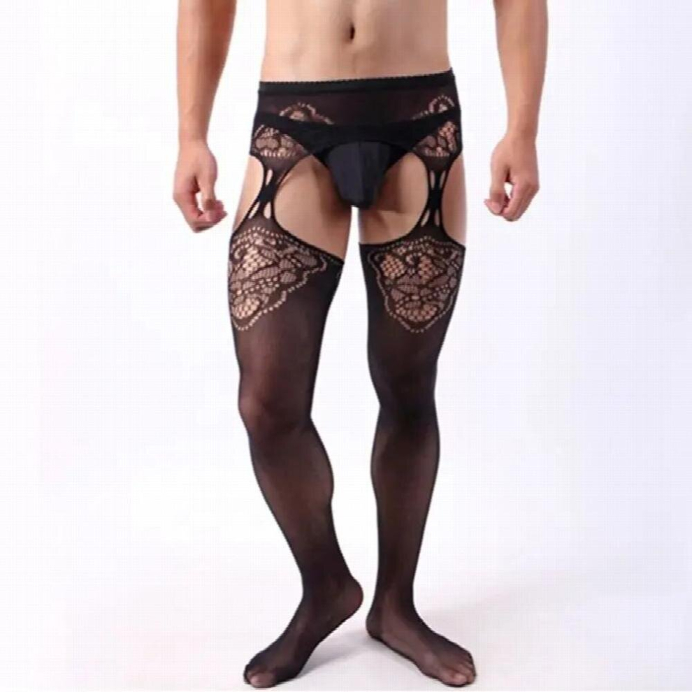Multicoloured Sexy Lingerie Men Elastic Costumes Teddy Stockings Mesh Net Sex Underwear Pantyhose Intimates