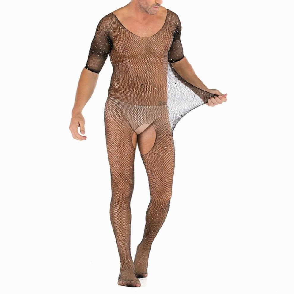 Multicoloured Sexy Lingerie Men See Through Fishnet Bodysuit Jumpsuit Sissy Body Stockings Porno Intimate Erotic Pantyhose Hosiery Plus Size