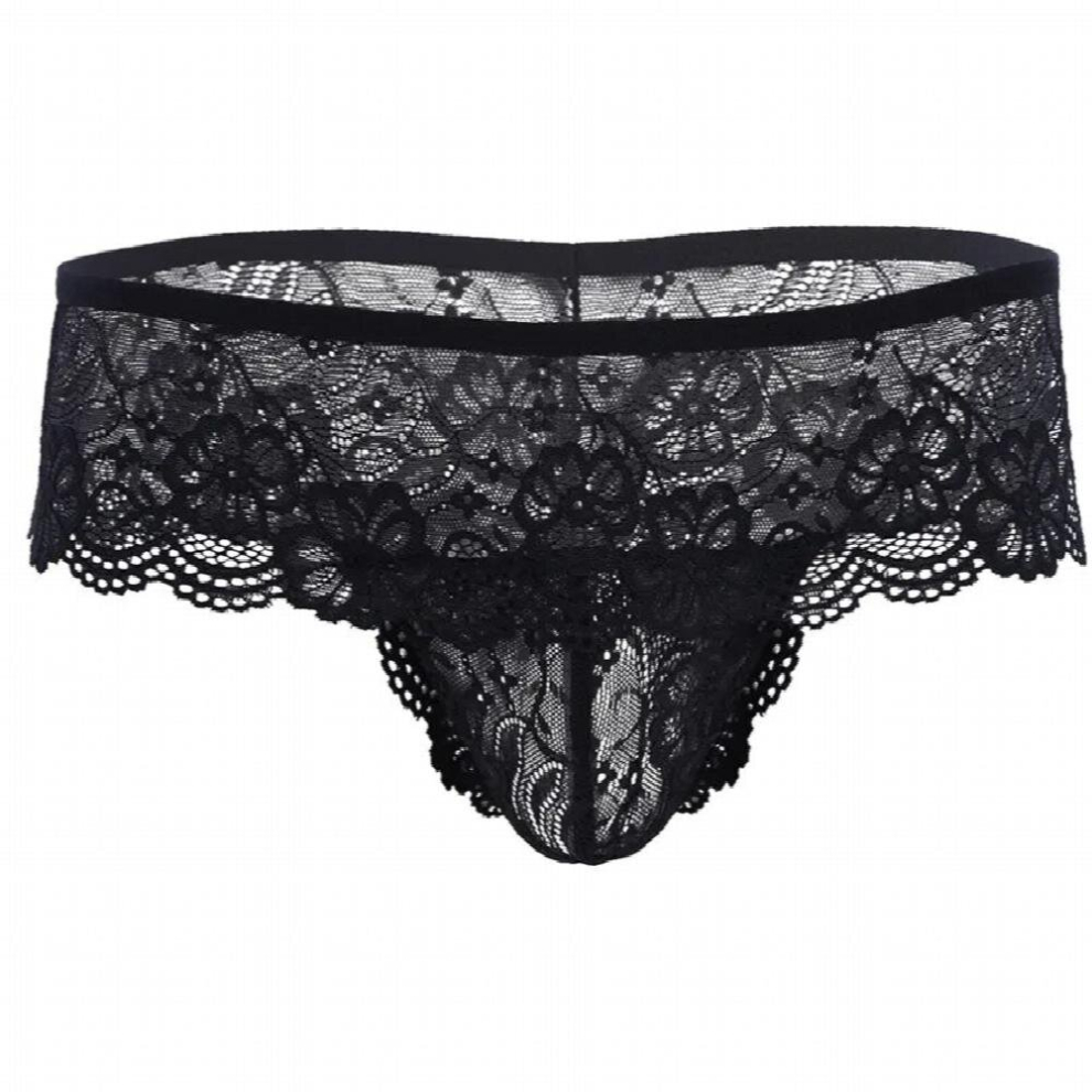Arrival Mens Lacework Open Butt Bulge Pouch G-string Bikini Underwear Low-rise Gay Breathable Brief Lace Underwear