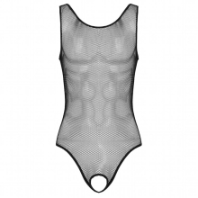 Men Lingerie See Through Fishnet Sleeveless Open Butt Crotchless Erotic Bodysuits Male Gay Sexy Underwear Transparent Nightwear