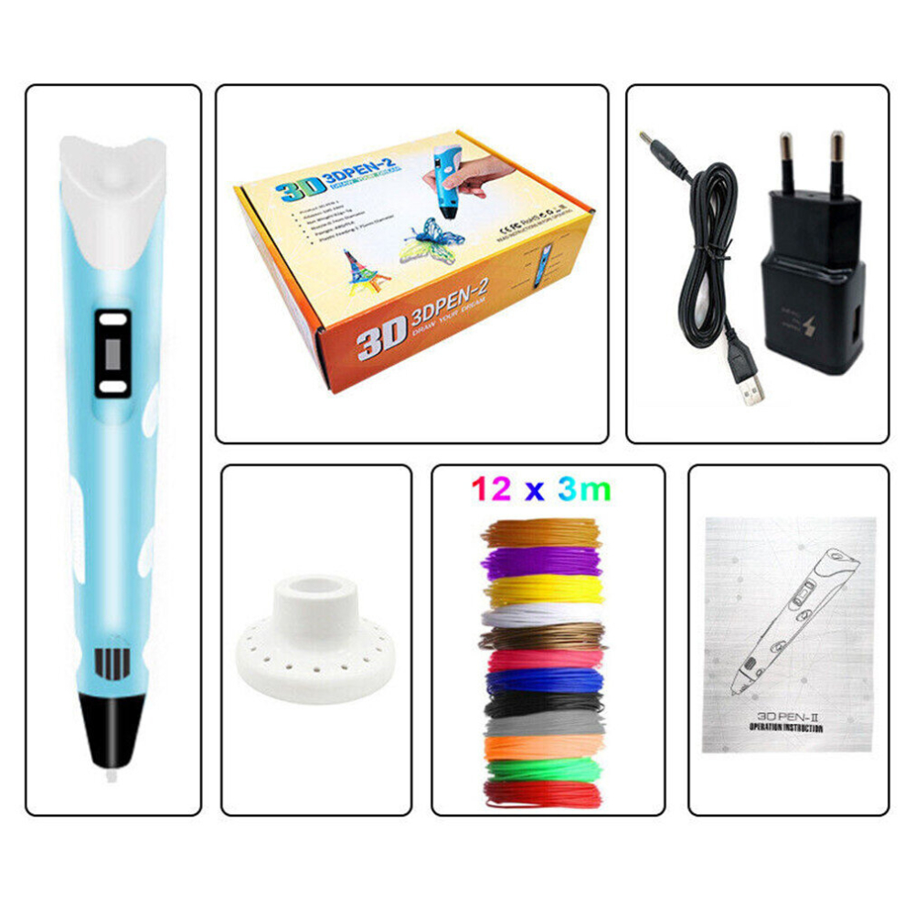 3D Stifte Set 3D Druckstift mit 12Farben 120ft PLA Filament Geschenk fr Kinder