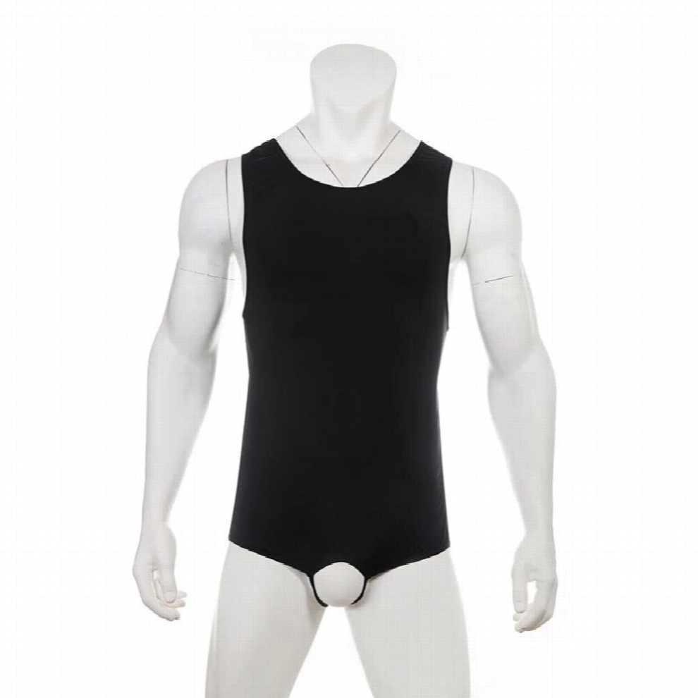 Black Mens Sexy Crotchless Bodysuit Open Butt Underwear Hollow Out Exotic Lingerie Backless Jumpsuit Fetish Costumes Underpants