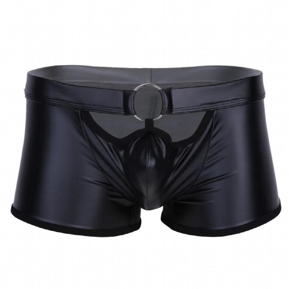 Multicoloured Mens Lingerie Latex Underwear Boxer Briefs Shorts Faux Leather Underpants With O-Ring Latex Panties For Sex Leather Sexy Costume