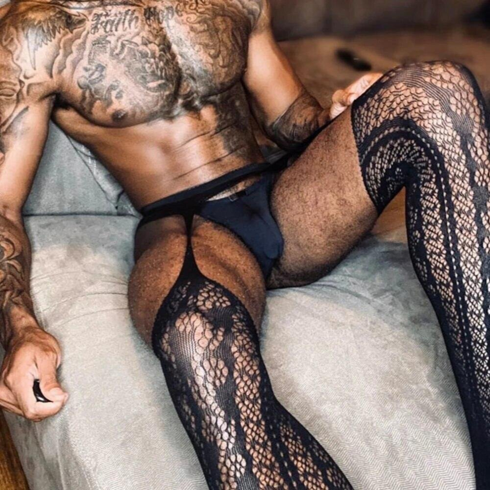 Multicoloured Sexy Boys Sissy Lingerie Garters Stockings Pajamas Pantyhose Thin Bodysuits Erotic Man Open Crotch Crotchless Tights Hosiery