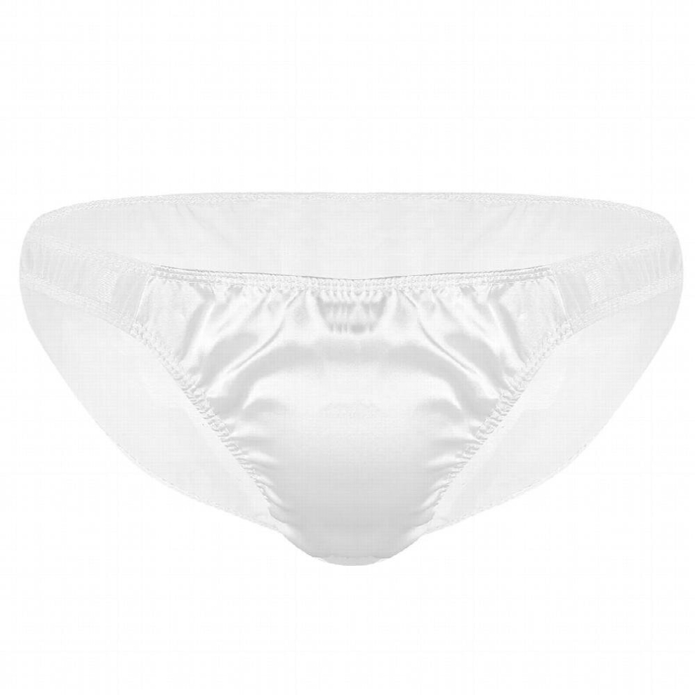 Sexy Mens Sissy Panties Transparent Mesh Low Rise Bikini Briefs Wetlook Ruffled Satin Penis Pouch Underpants Gay Underwear