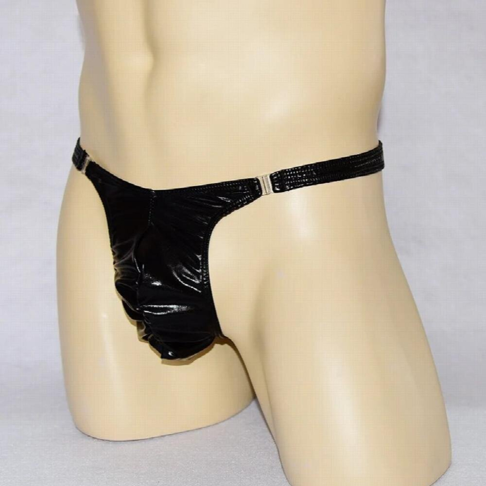 Mens U convex G-strings Ice Silk Male Thong pleated bag mens thong jockstrap gay underwear Detachable double Buckle Thong