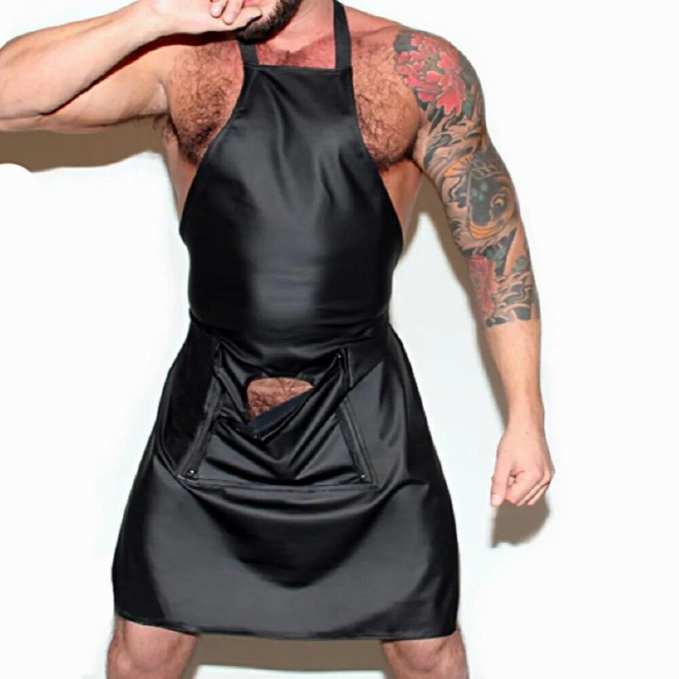 Multicoloured Faux Leather Mens Open Crotch Sex Porn Apron Panties Underwear Male Sexy Lingerie Night Clubwear Cosplay Erotic Costume