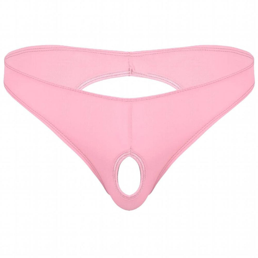 Mens Lingerie Open Butt Briefs Panties with Penis Hole Low Waist Elastic Waistband Underpants Hollow Out Erotic Sexy Underwear
