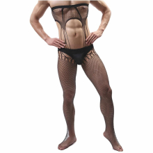 Fetish Underwear for Mens Body Stockings Man Fishnet Bodysuit Crotchless Lingerie Sissy Jumpsuit Male Gay Erotic Porno Sleepwear