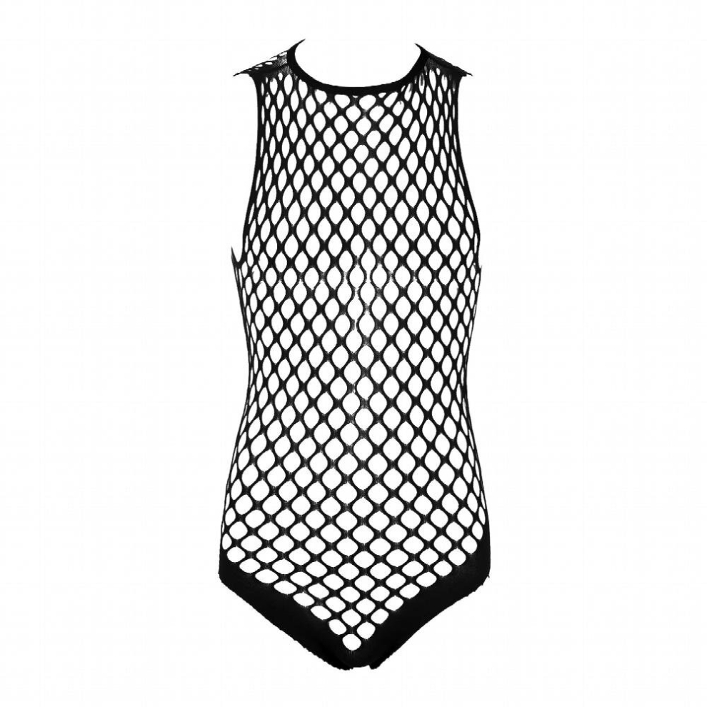 Lingerie Sissy Bodystockings Mens See-through Fishnet Mesh Netted Hollow Out Stretchy Bodysuits Halter Neck Sleeveless Teddies