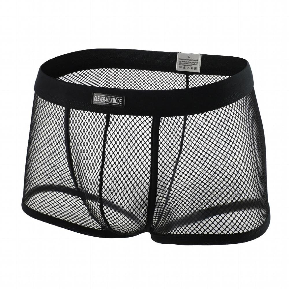 Mens Sexy Mesh Underwear See Through Fishnet Boxer Bulge Penis Pouch Transparent Panties Exotic Lingerie Hombre
