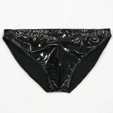 Plus Size PVC Low-Rise G-string Panties Micro Thong T-Back Erotic Lingerie Smooth Thongs Stage Wear Unisex Gay Wear F21