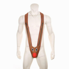 Mens Sexy Strap Santa Underwear Male Thong Mankini Mens Leotard Thongs Man Body Costume Bodysuit Stage Sissy Christmas Lingerie
