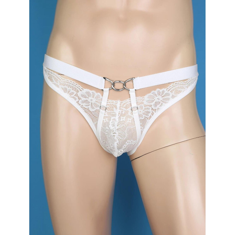 Mens Underpants Sissy Lace Bulge Pouch Panties Transparent Thongs Bandage Erotic Lingerie Jockstrap Males Sexy T-back Underwear