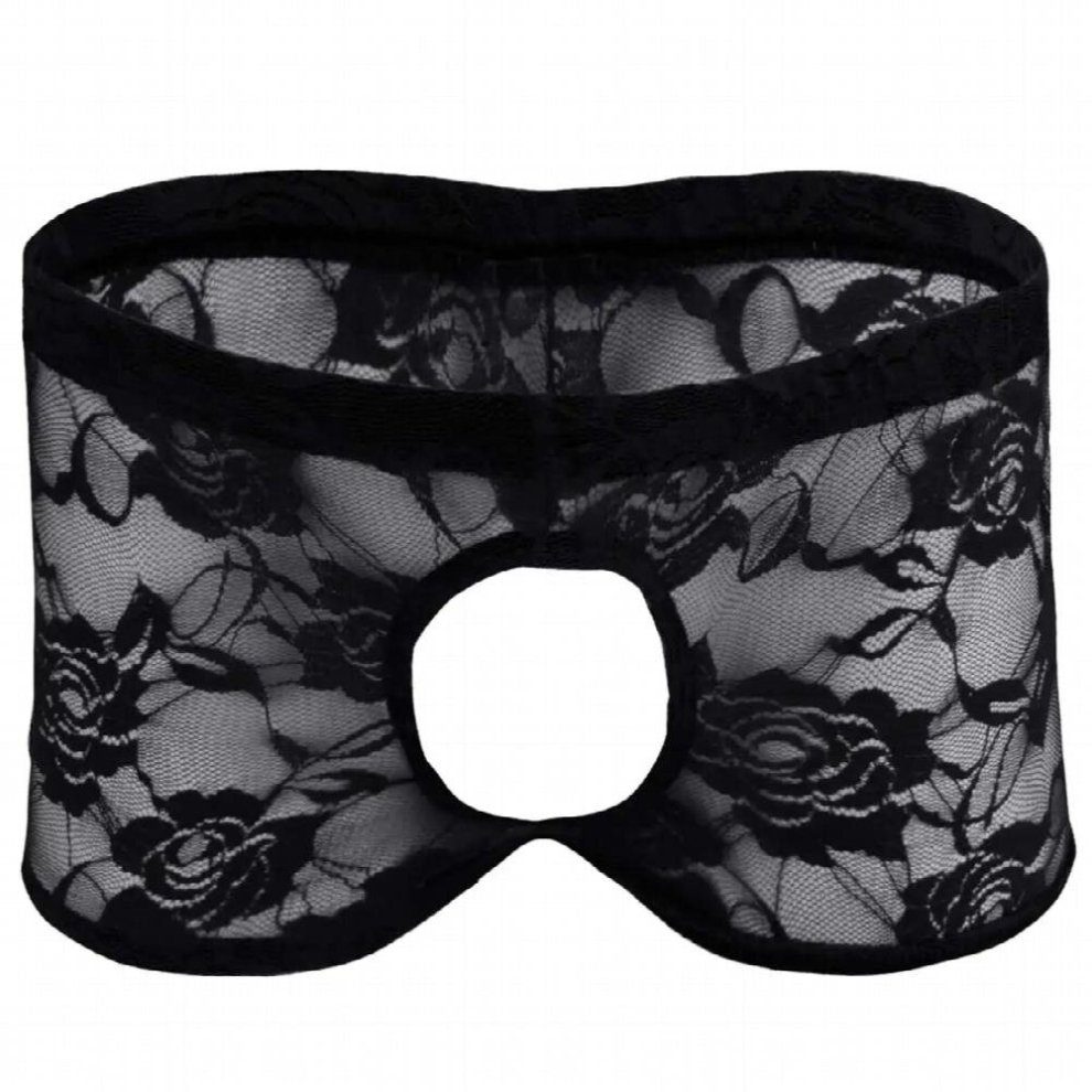 Erotic Mens Boxer Shorts Sexy Mens Lace Underwear Panties Gay Male Crothless Open Butt Underwear Boxershorts with Penis Hole