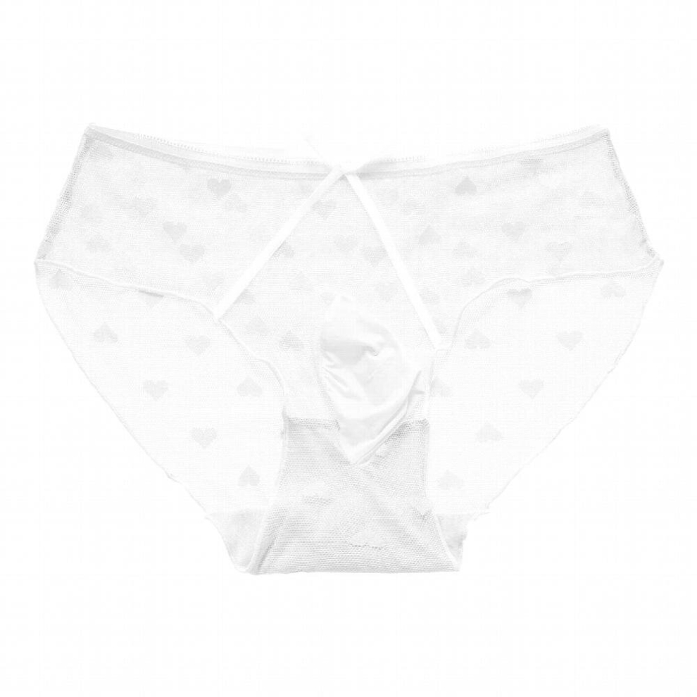 Mens Hearts Printed See-through Mesh Briefs Sissy Underwear Bulge Pouch Crossdressing Underpants Sissy Briefs Exotic