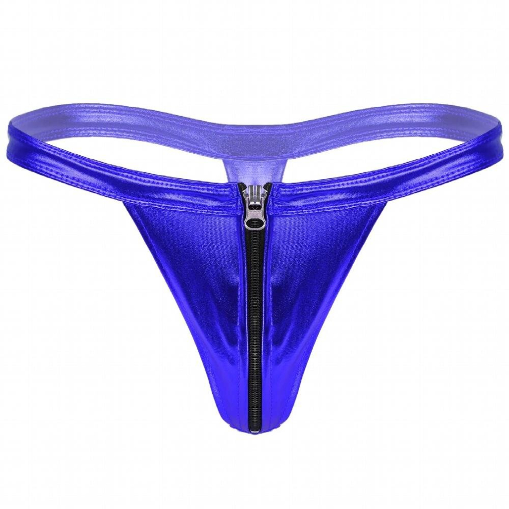 Men Sexy Glossy Zipper Thongs Lingerie Front Bulge Pouch Briefs Erotic Jockstarp Underpants Sissy Low Waist G-string Underwear