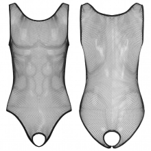 Mens Fishnet Leotard Bodysuit Adult Sexy Hollow Out Lingerie Sleeveless Open Crotch Jumpsuit Underwear Nightwear Male Erotic