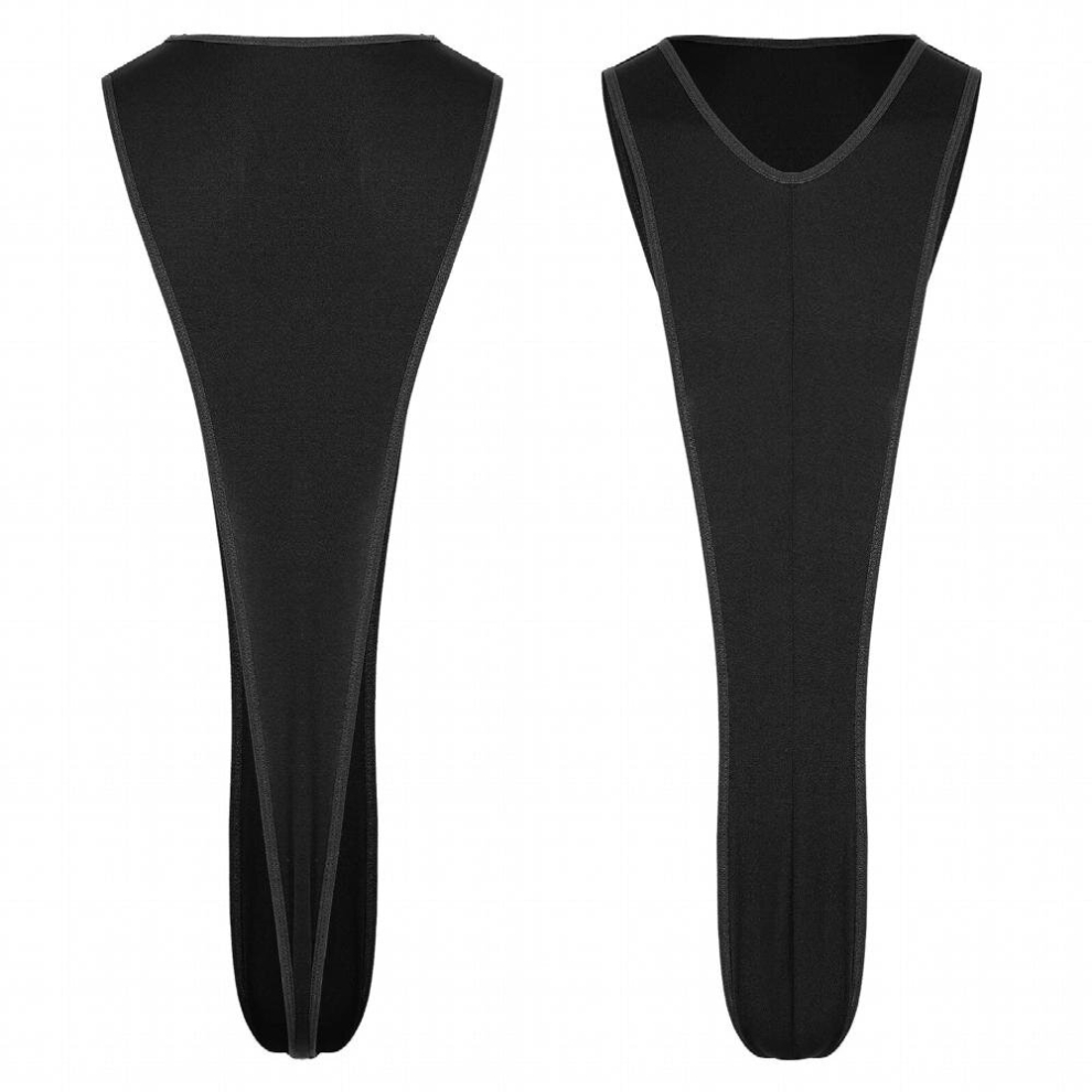 Black Mens Sexy Thongs Bodysuit One-Piece Bulge Pouch Teddies Leotard Lingerie Underwear Nightwear Summer Swimsuit Mankini Swimwear