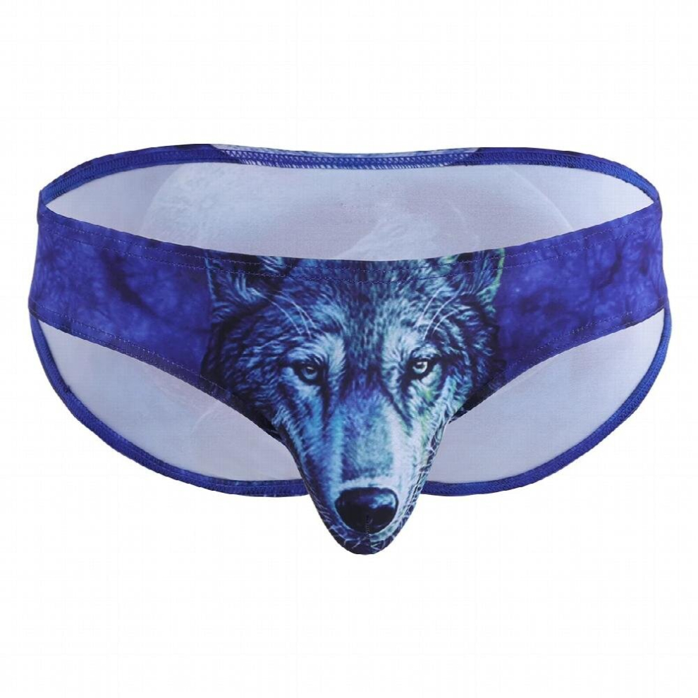 US Men Lingerie Exotic Wolf/Leopard Printed Bulge Pouch Panties Sexy Low Rise Bikini Briefs Gay Slim Jockstraps Underpants